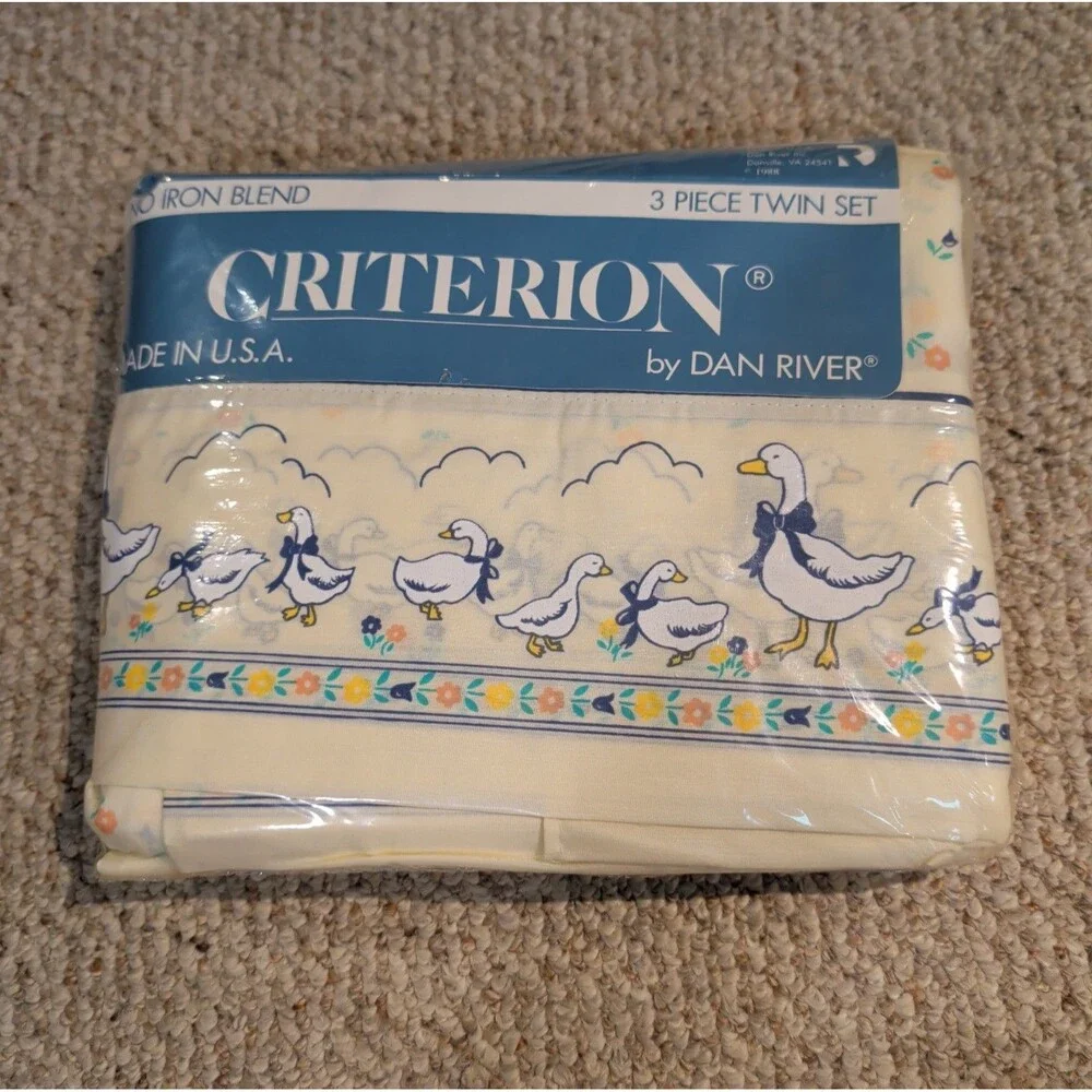 Vintage Criterion Dan River Follow the Leader Twin Sheet Set Goose Country